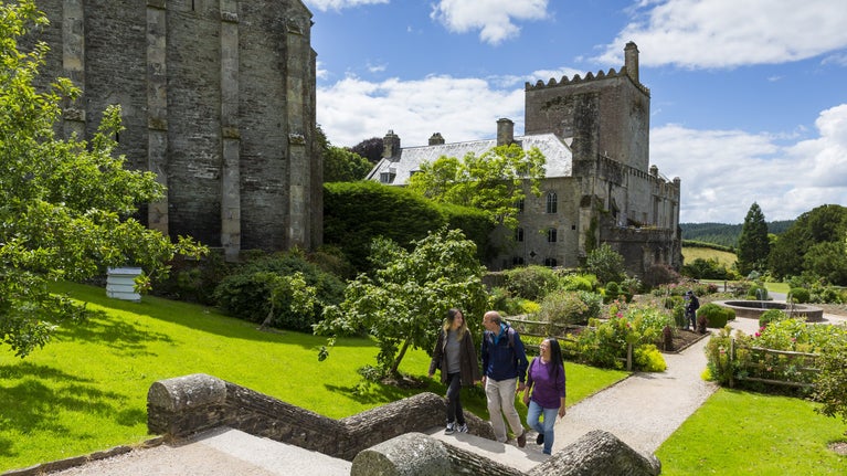 Visitors in the garden at Buckland Abbey, Devon